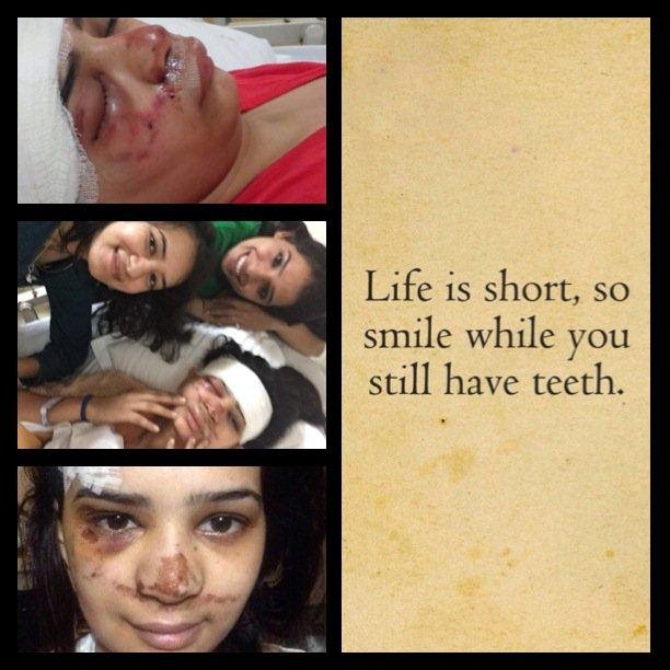 A client-supplied collage of Divya’s recovery