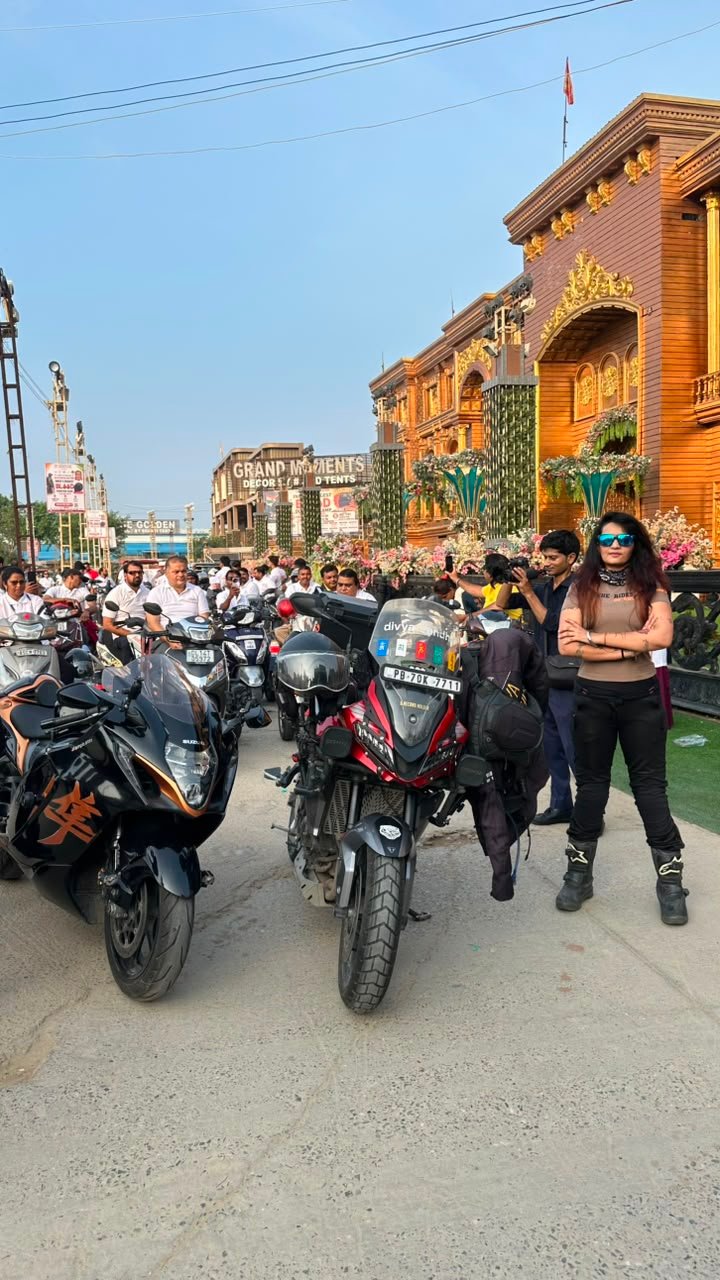 Divya riding with a group
